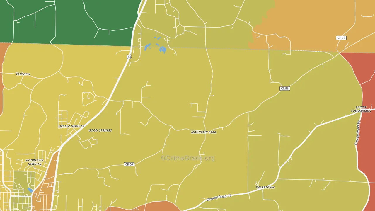 Hester Heights, AL Map of Robbery Rates