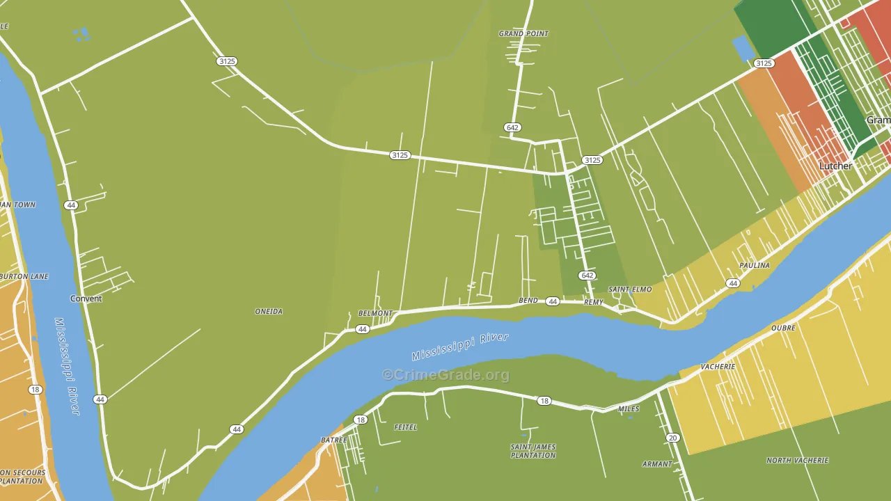 Hester, LA Map of Robbery Rates