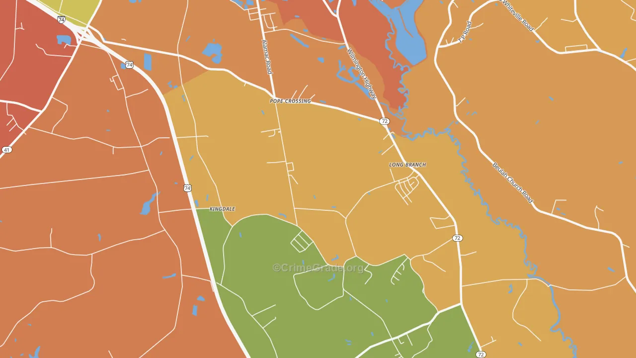 Hestertown, NC Map of Robbery Rates