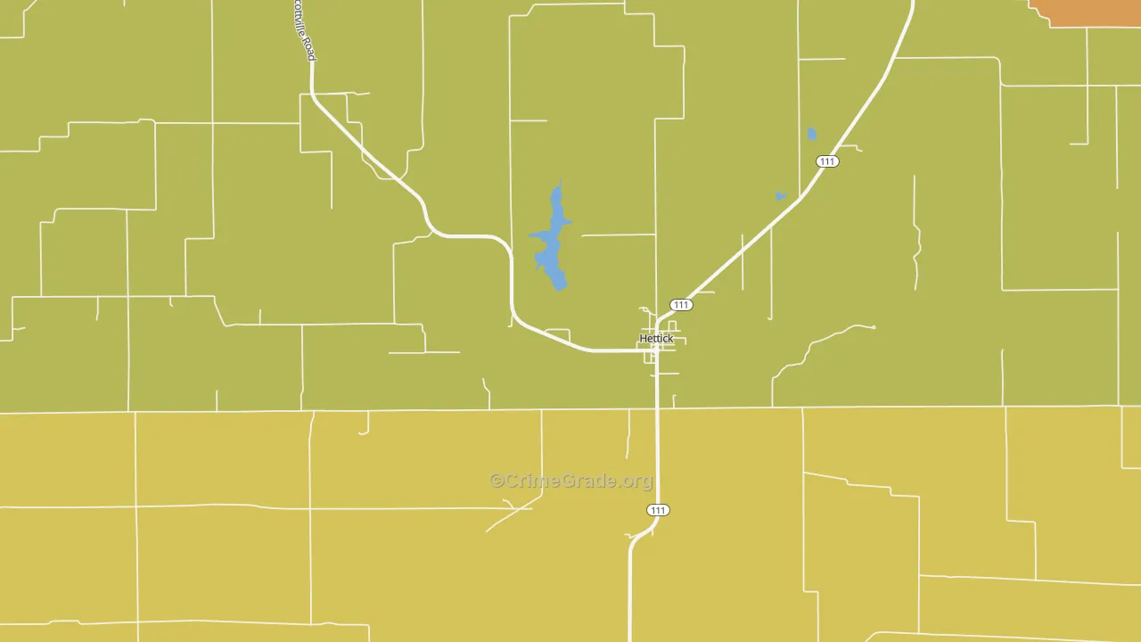 Hettick, IL Map of Robbery Rates