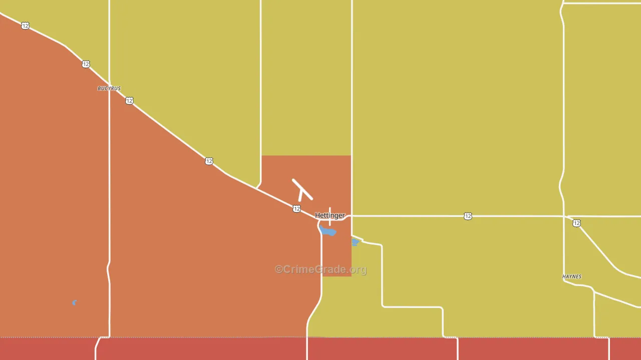 Hettinger, ND Map of Robbery Rates