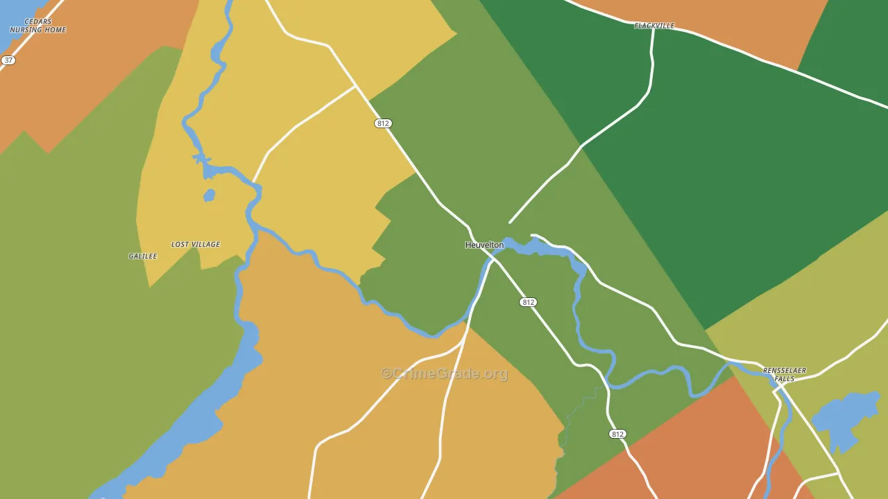 Heuvelton, NY Map of Robbery Rates