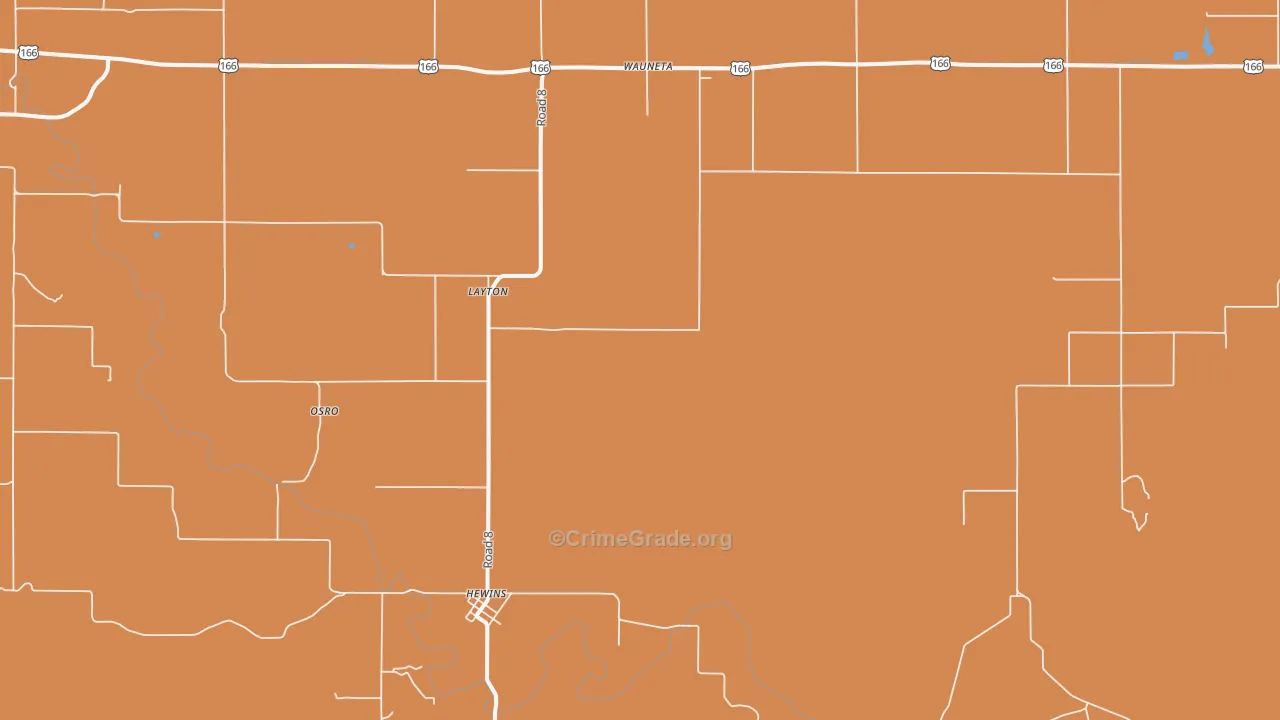 Hewins, KS Map of Robbery Rates