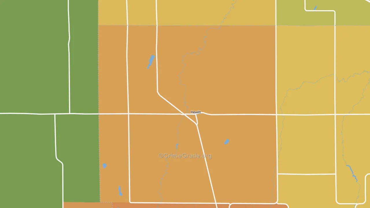 Hewitt, MN Map of Robbery Rates