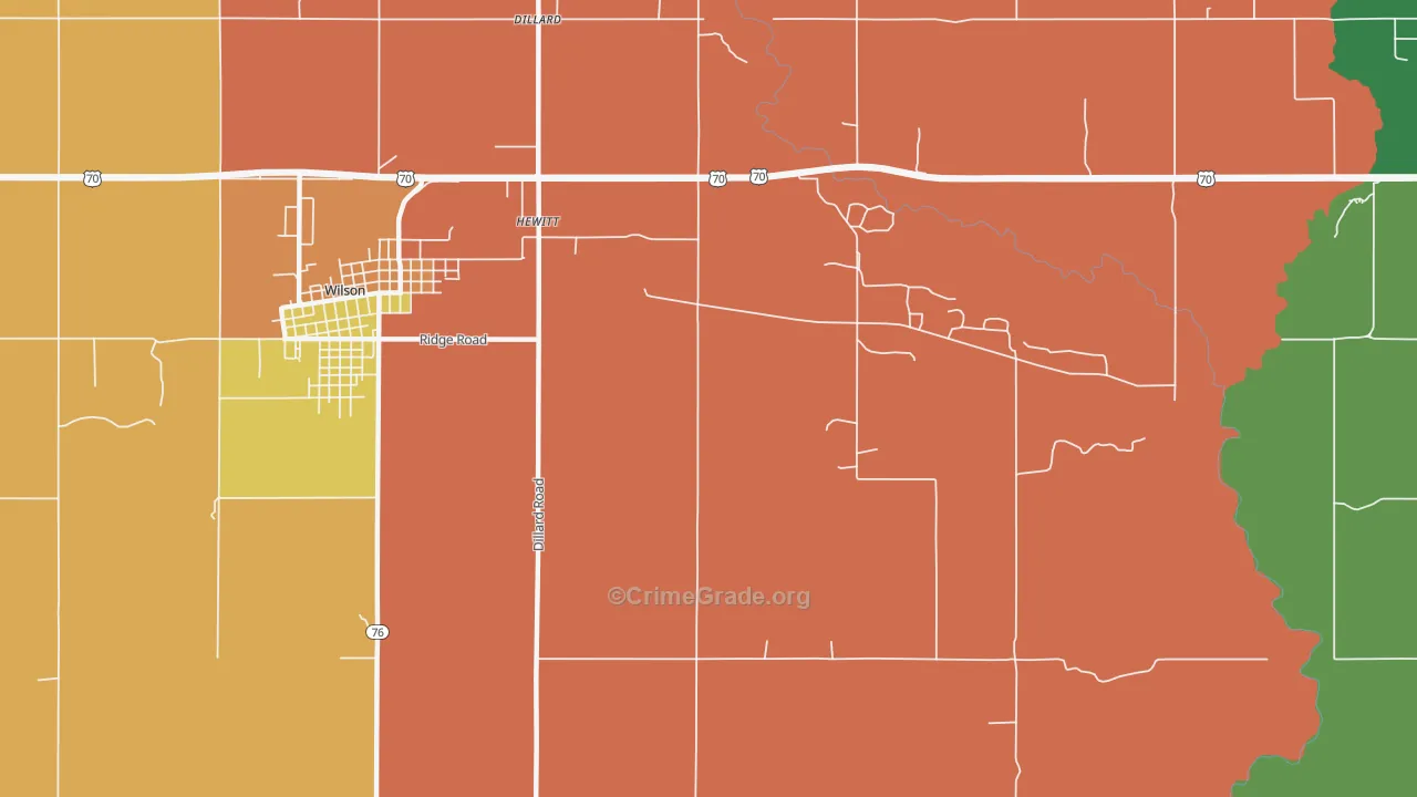 Hewitt, OK Map of Robbery Rates
