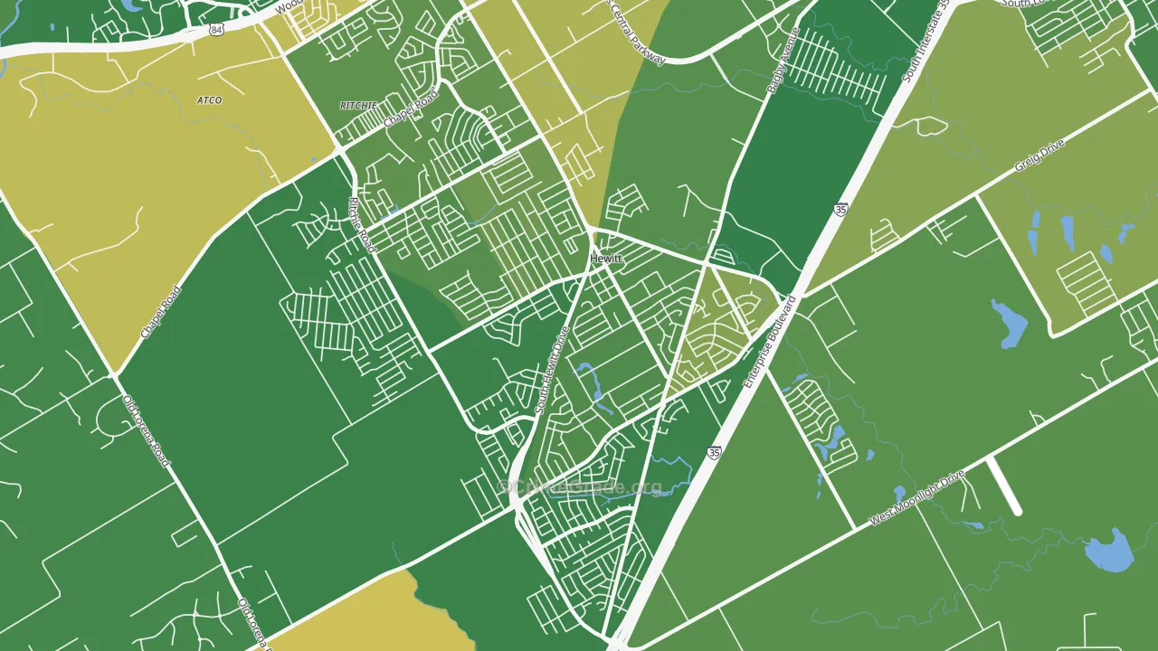 Hewitt, TX Map of Robbery Rates