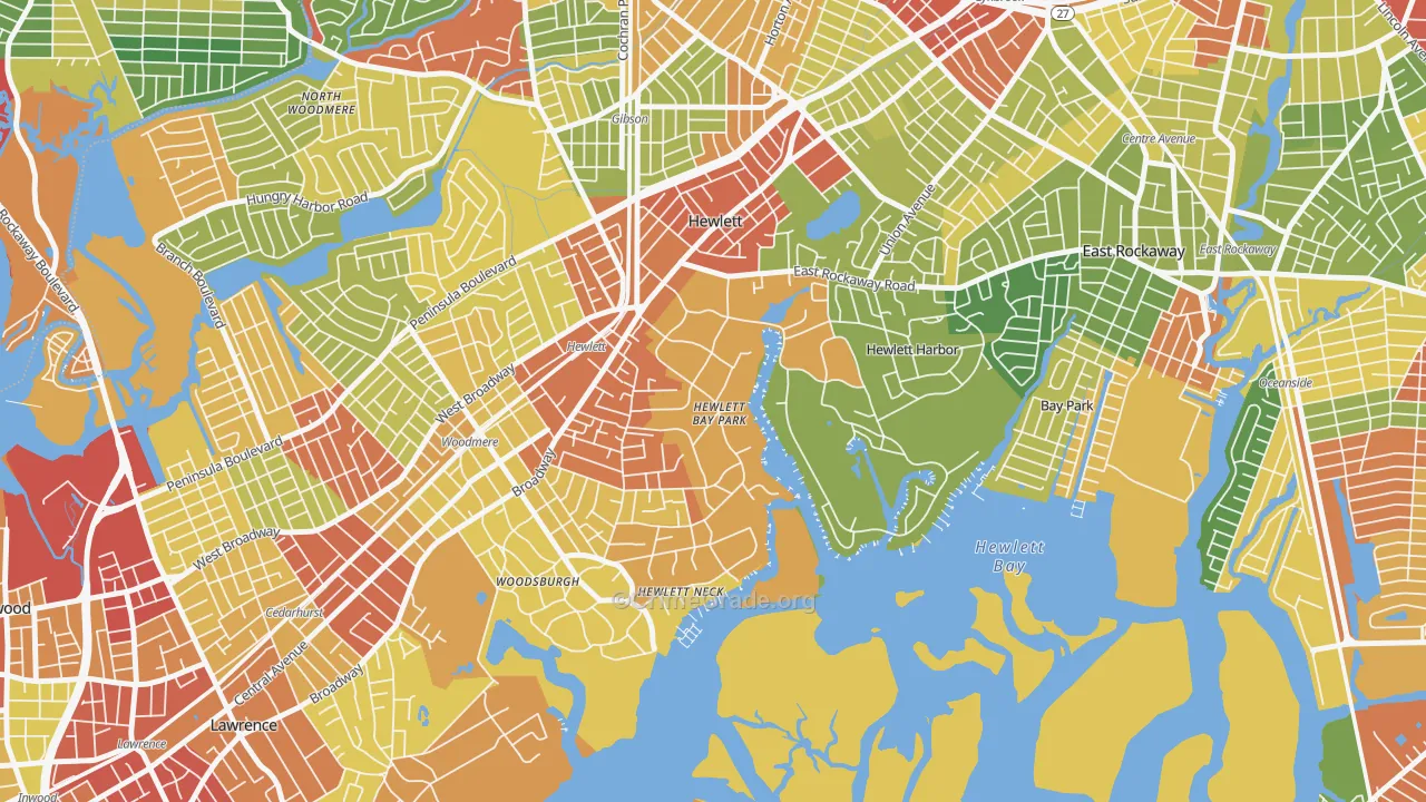 Hewlett Bay Park, NY Map of Robbery Rates