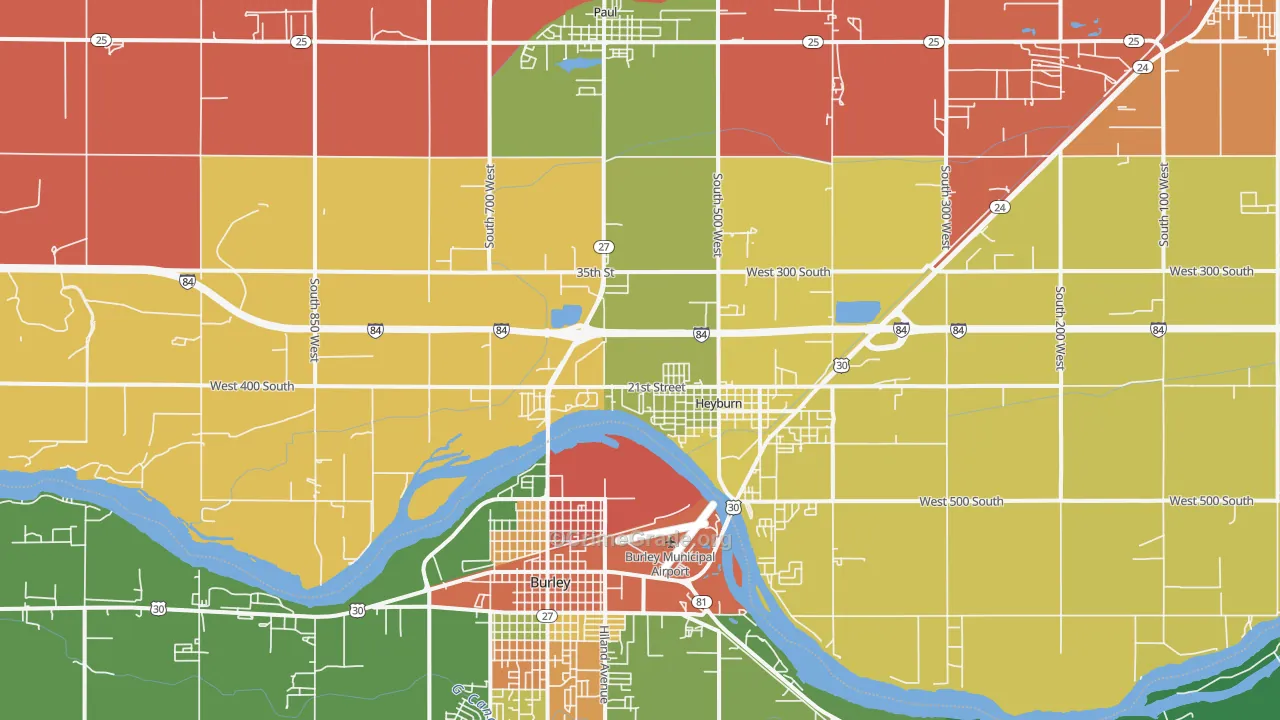 Heyburn, ID Map of Robbery Rates