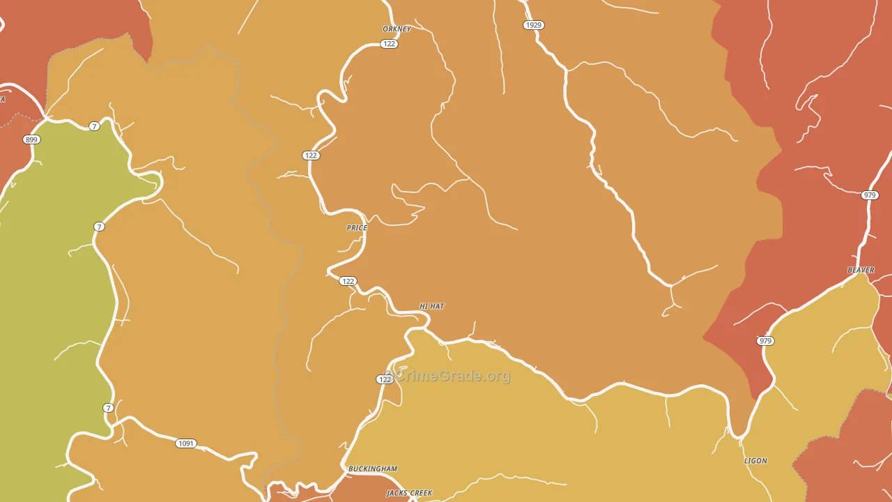 Hi Hat, KY Map of Robbery Rates