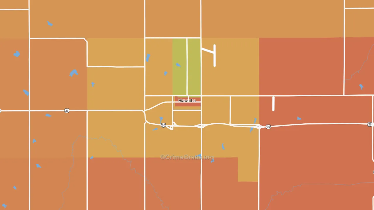 Hiawatha, KS Map of Robbery Rates