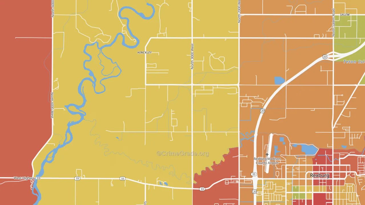 Hibbard, ID Map of Robbery Rates