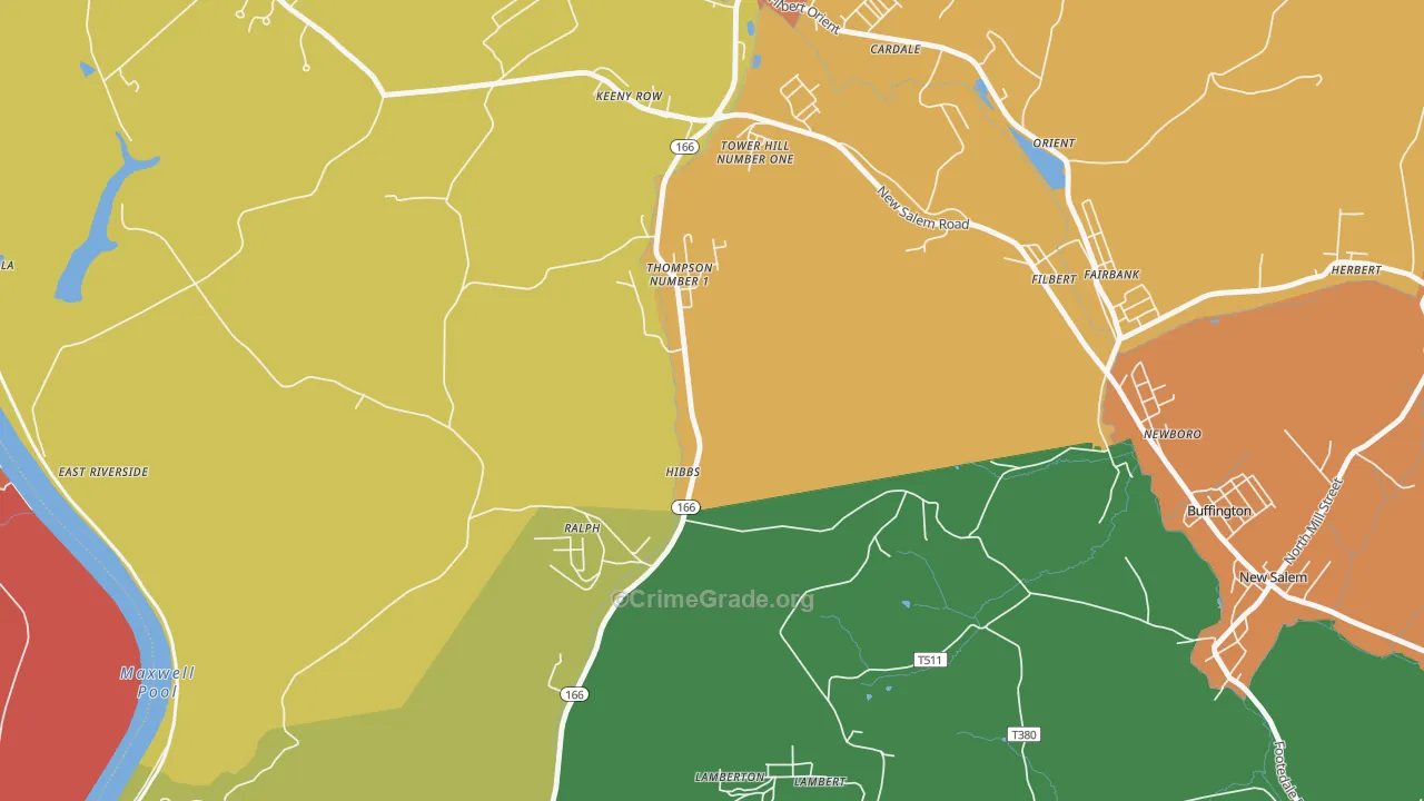 Hibbs, PA Map of Robbery Rates