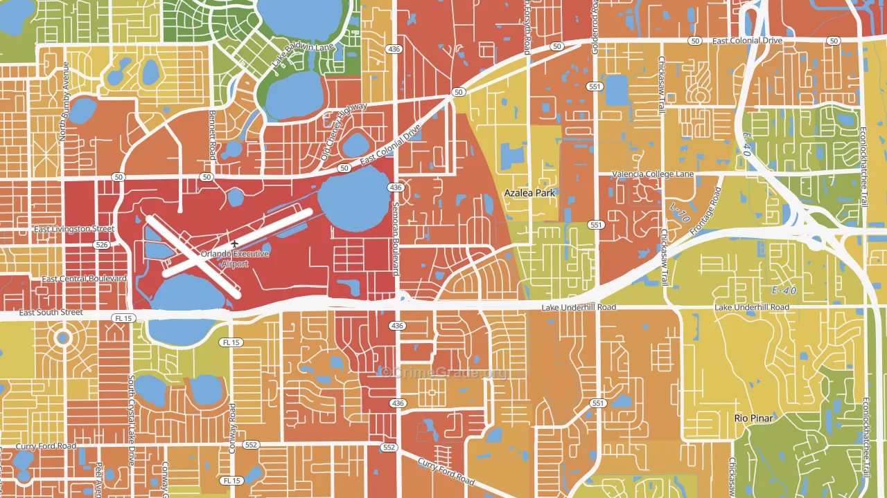Hibiscus, Azalea Park, FL Map of Robbery Rates