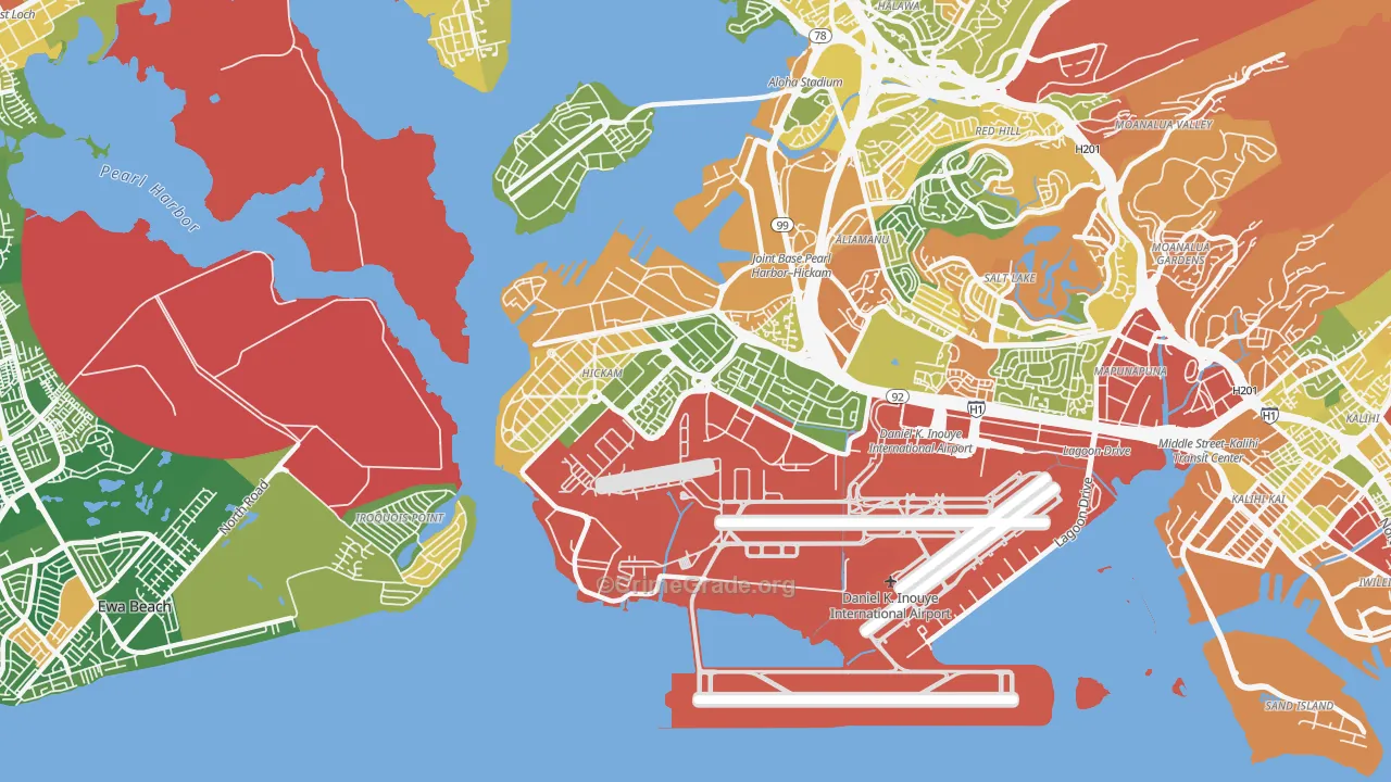 Hickam Housing, HI Map of Robbery Rates