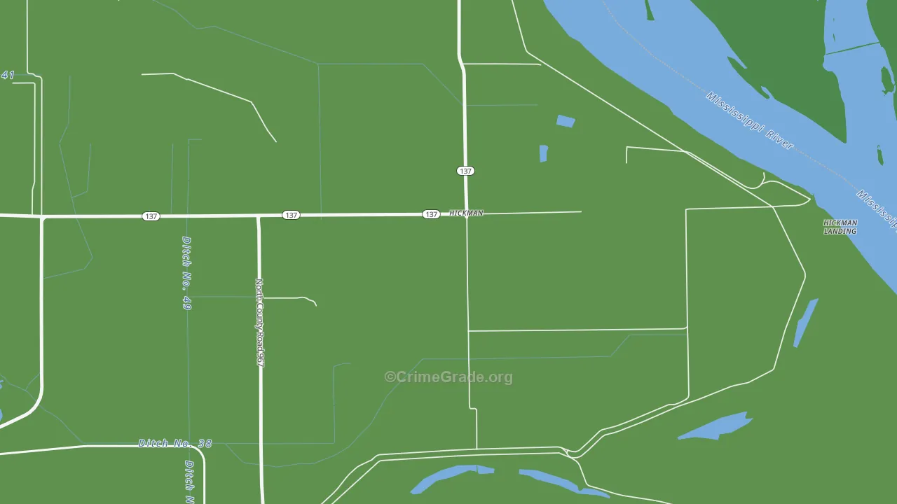 Hickman, AR Map of Robbery Rates