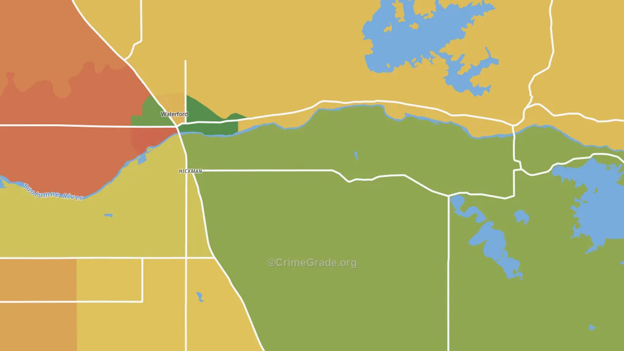 Hickman, CA Map of Robbery Rates