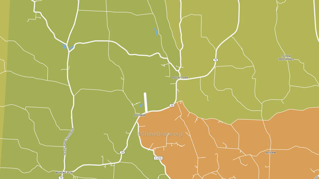 Hickman, OH Map of Robbery Rates