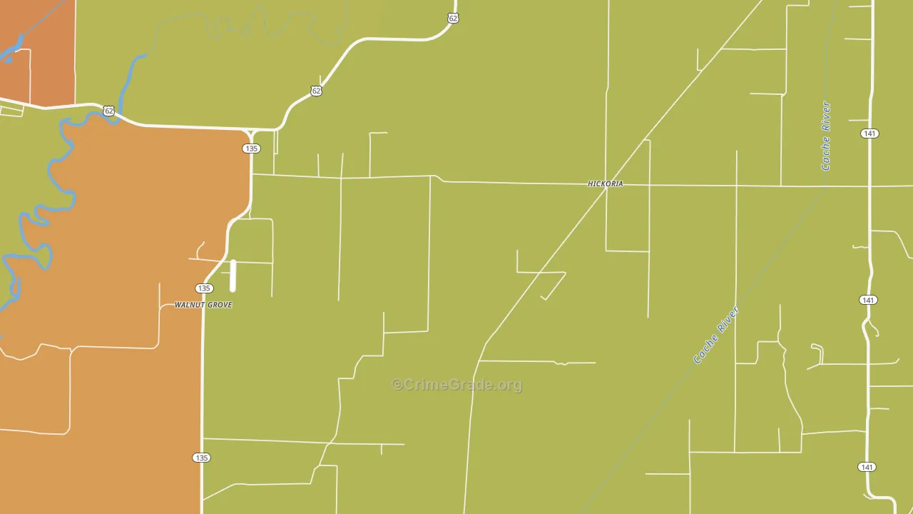 Hickoria, AR Map of Robbery Rates