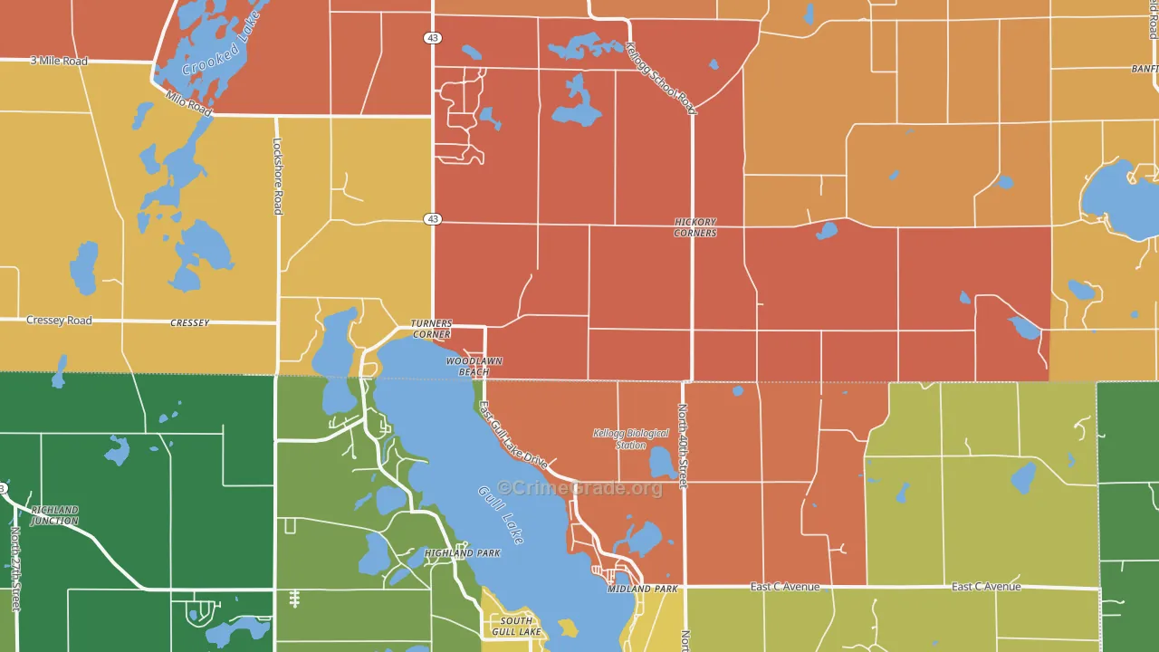 Hickory Corners, MI Map of Robbery Rates