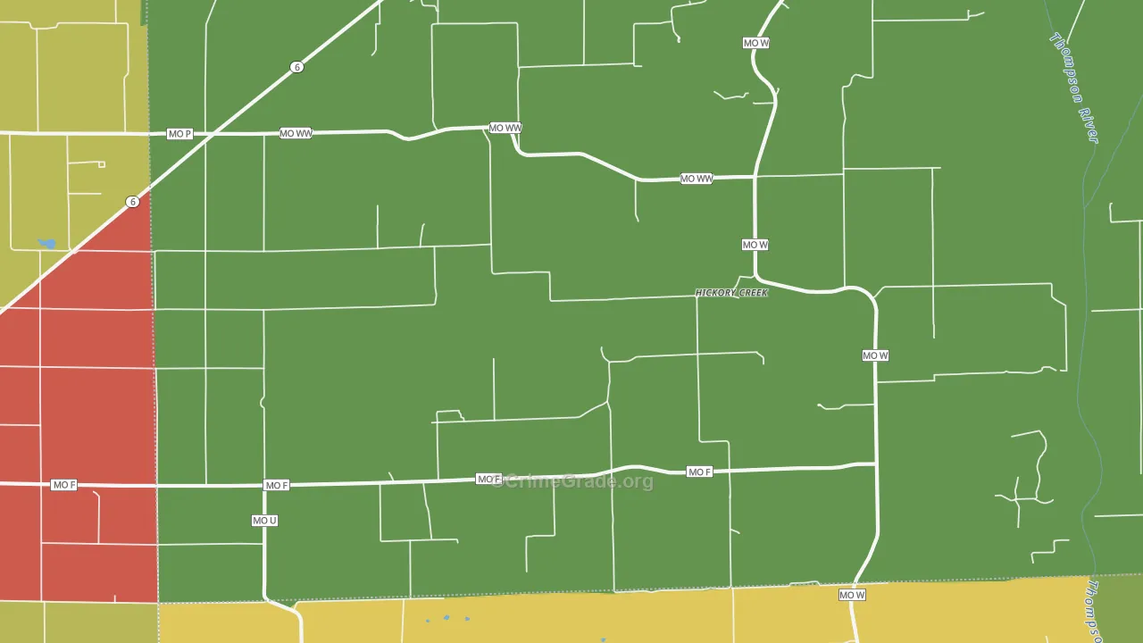 Hickory Creek, MO Map of Robbery Rates
