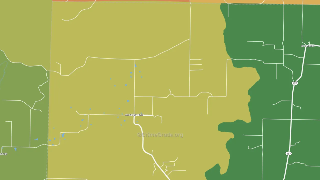 Hickory Flat, AR Map of Robbery Rates