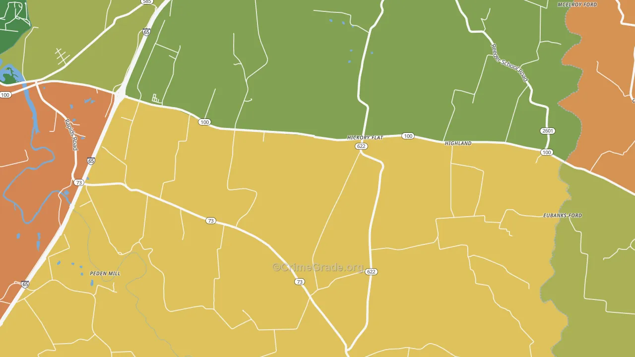 Hickory Flat, KY Map of Robbery Rates