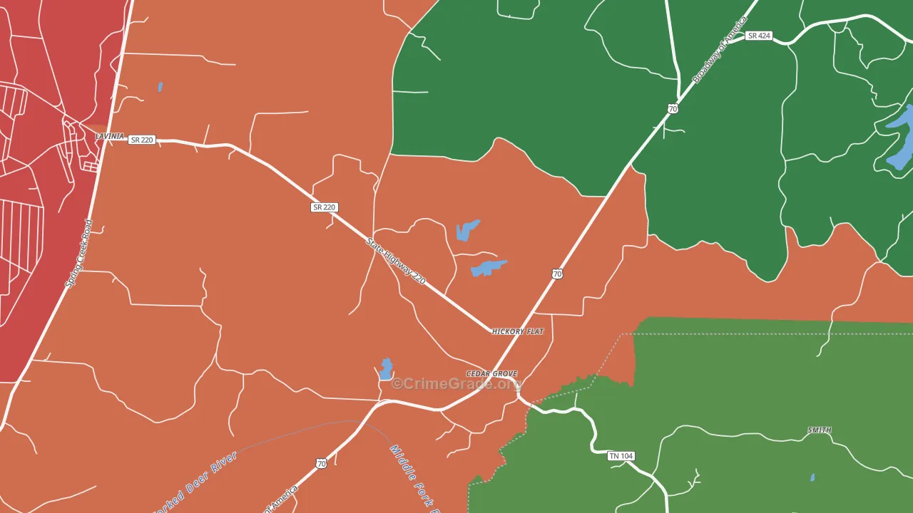 Hickory Flat, TN Map of Robbery Rates