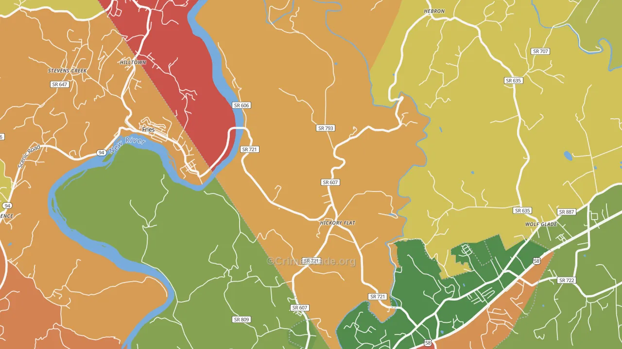 Hickory Flat, VA Map of Robbery Rates