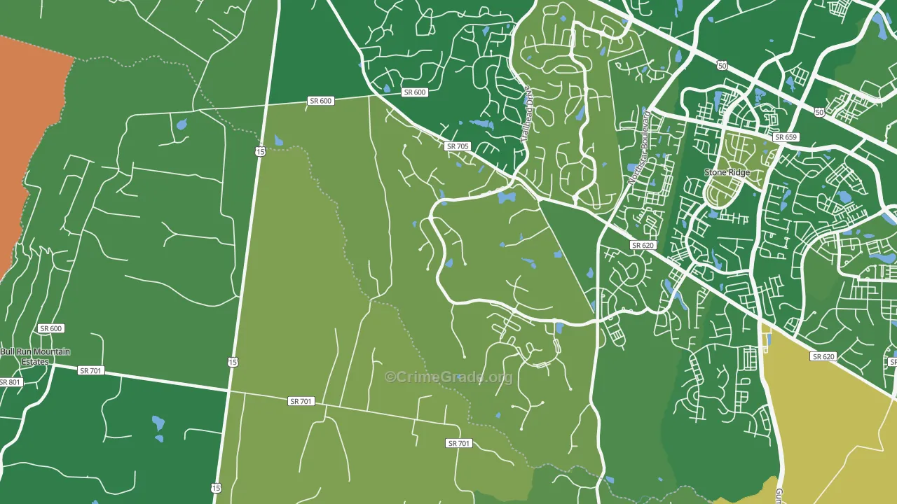 Hickory Grove, VA Map of Robbery Rates