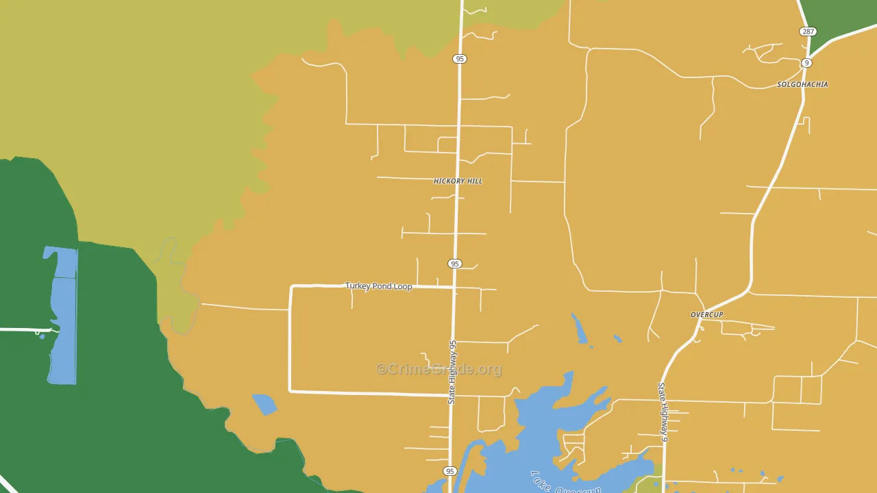 Hickory Hill, AR Map of Robbery Rates