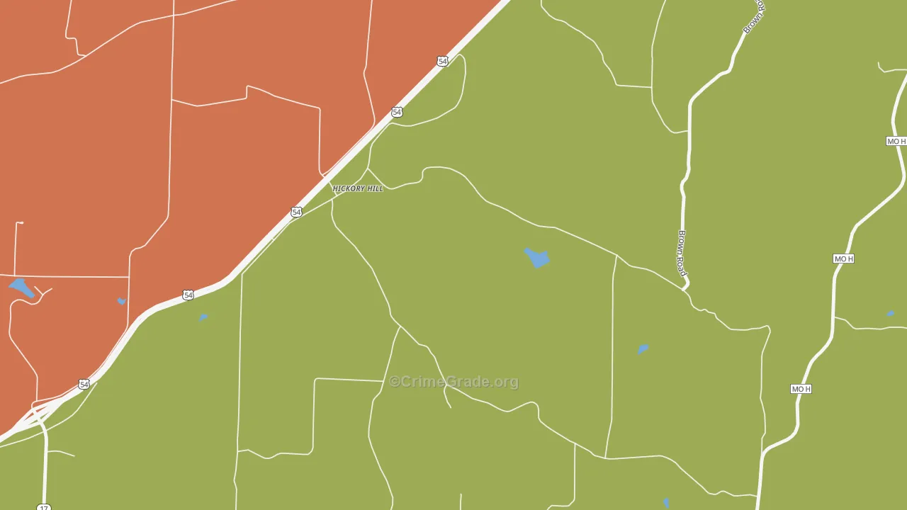 Hickory Hill, MO Map of Robbery Rates