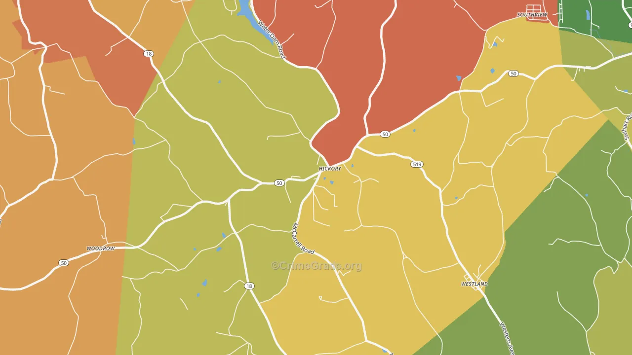 Hickory, PA Map of Robbery Rates