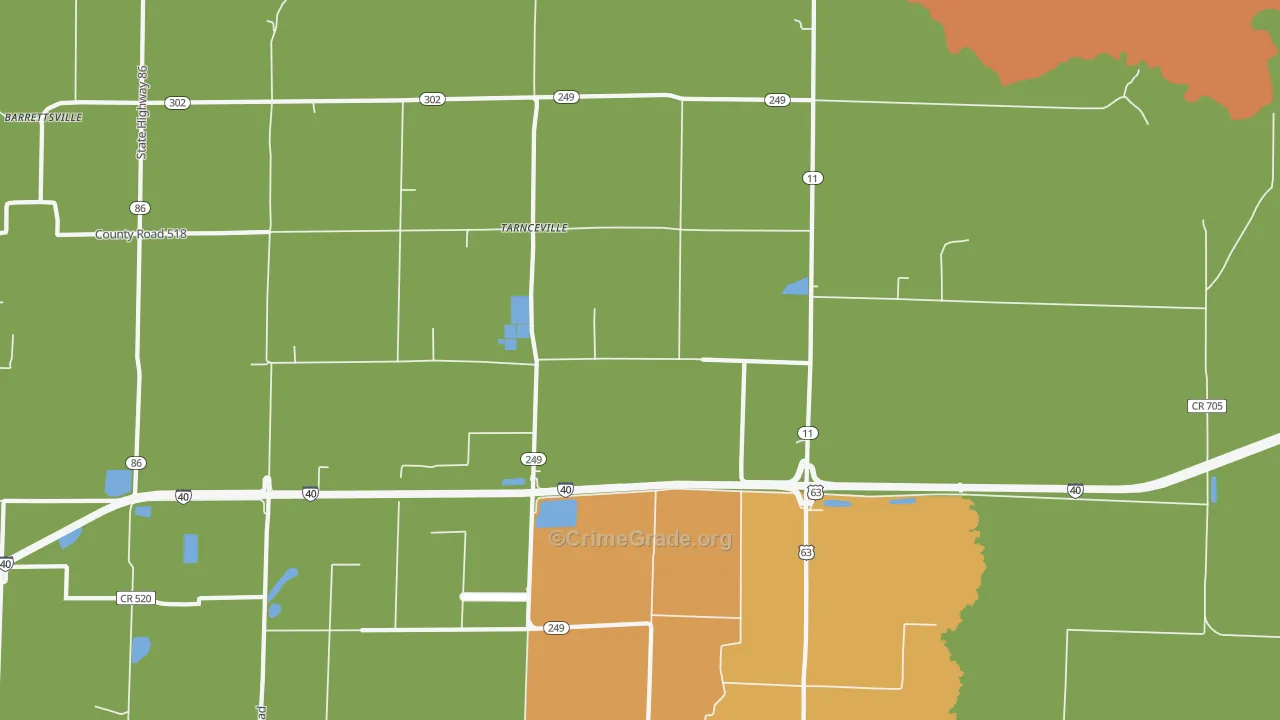 Hickory Plains, AR Map of Robbery Rates
