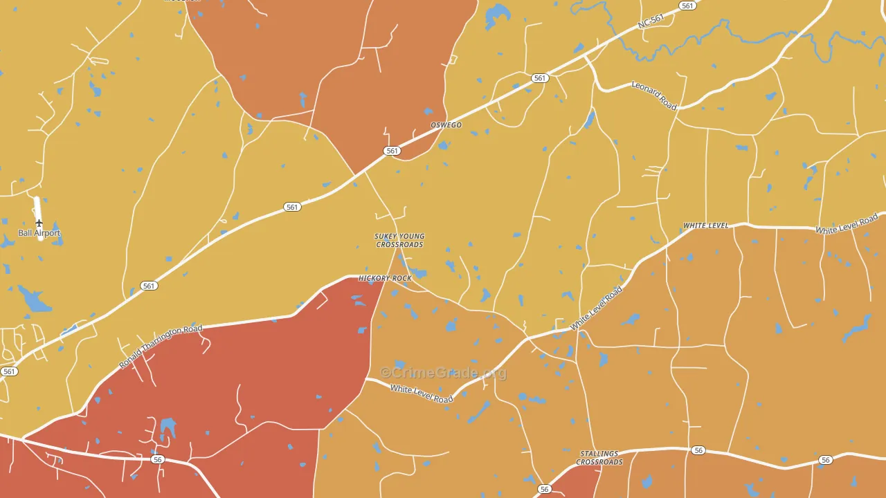 Hickory Rock, NC Map of Robbery Rates