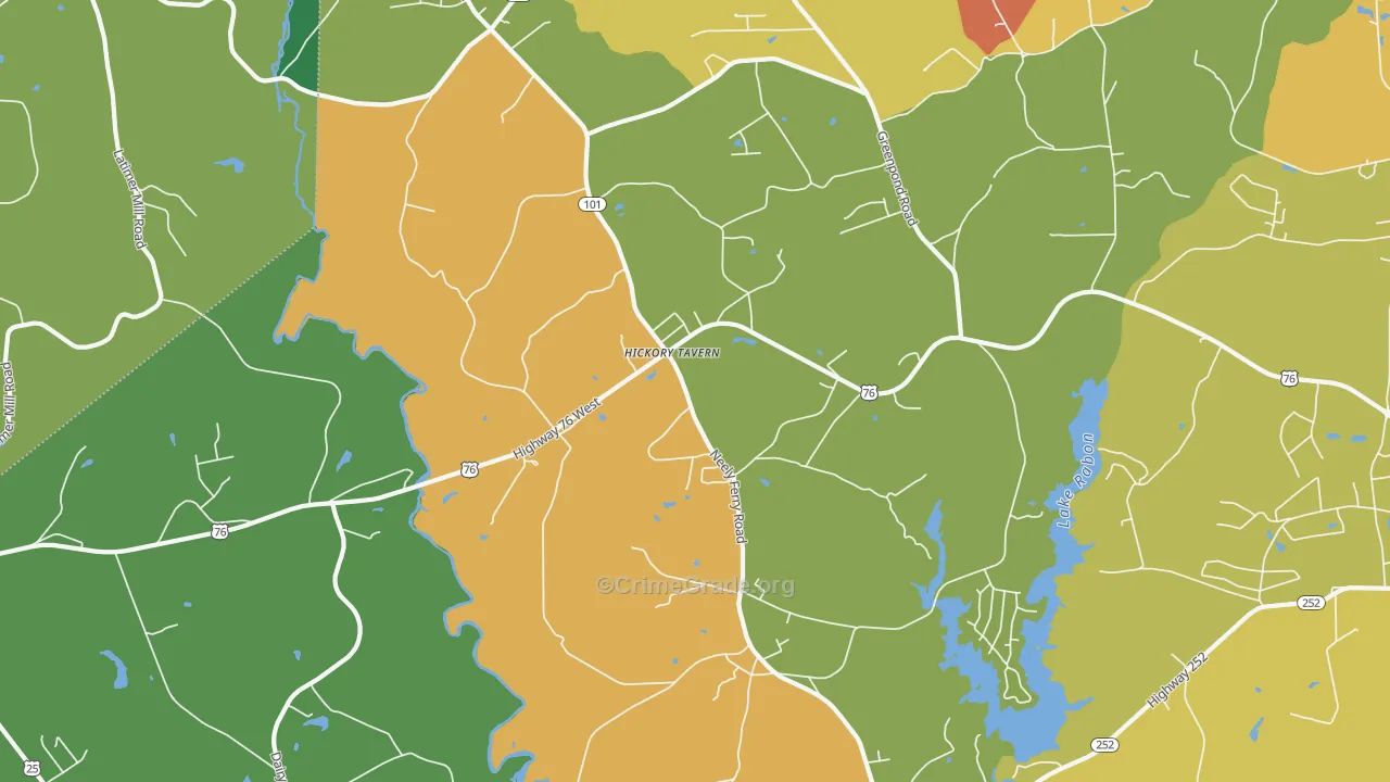 Hickory Tavern, SC Map of Robbery Rates