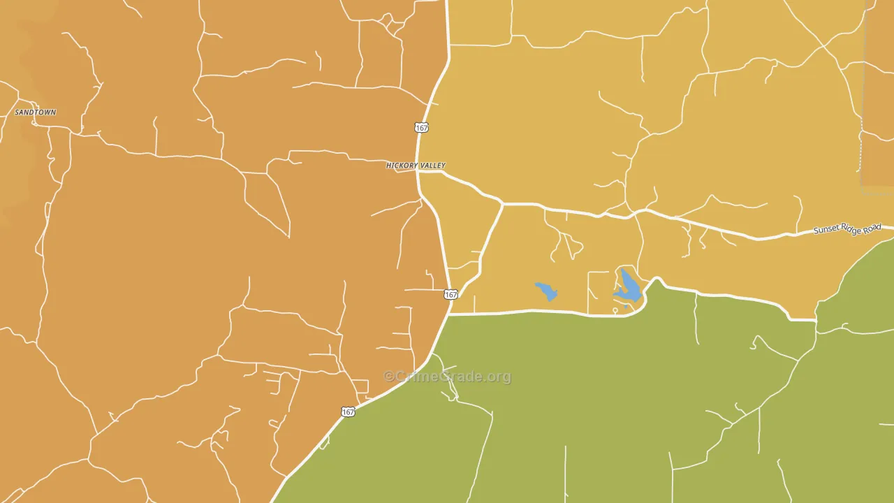 Hickory Valley, AR Map of Robbery Rates