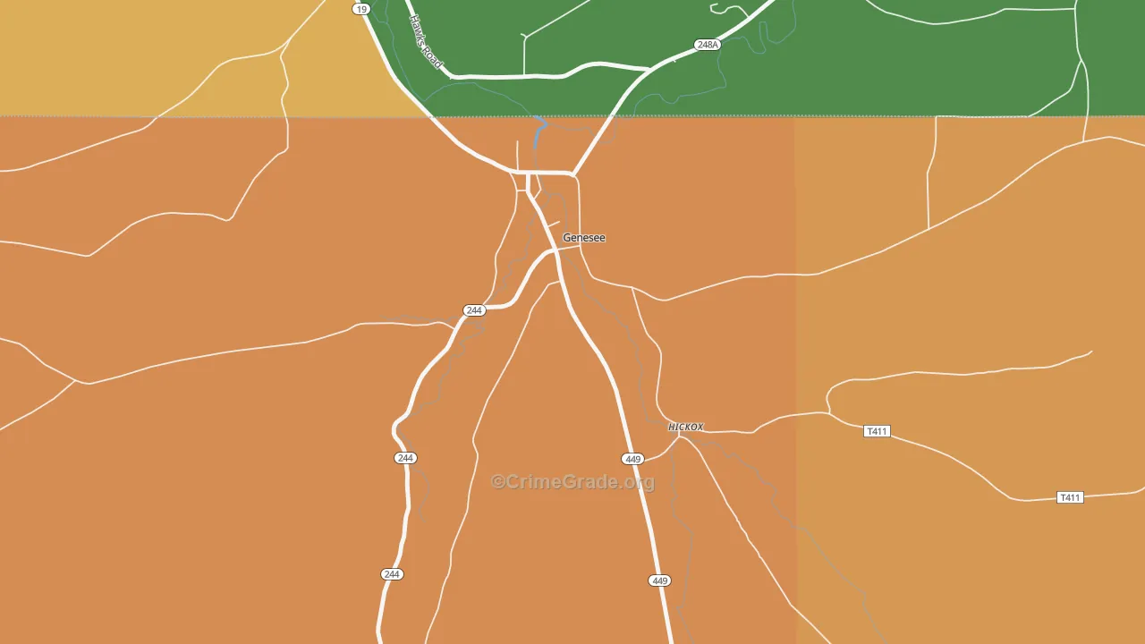Hickox, PA Map of Robbery Rates