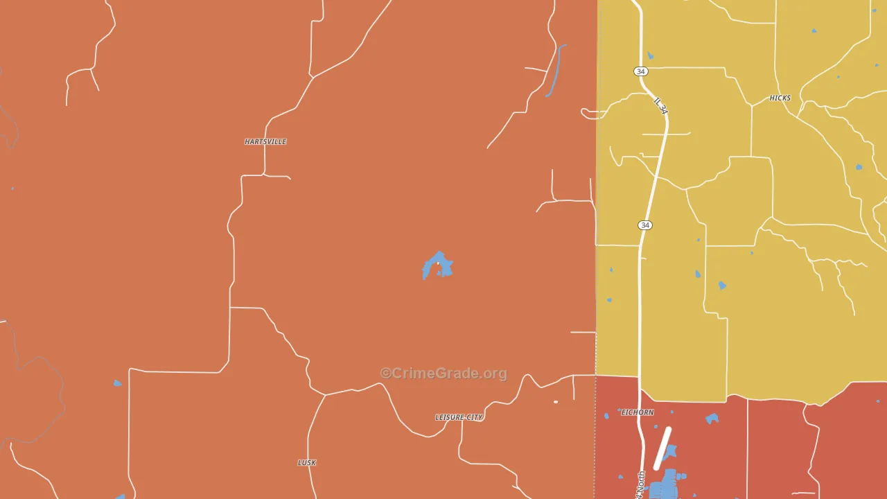 Hicks, IL Map of Robbery Rates