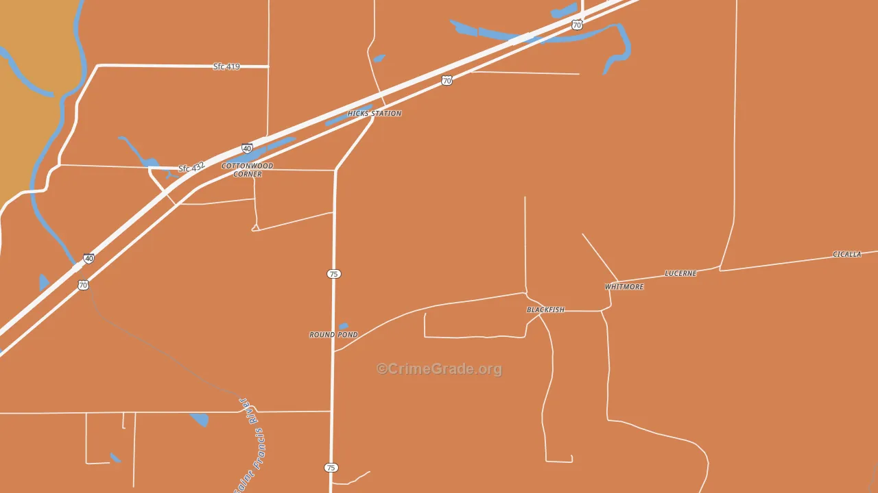 Hicks Station, AR Map of Robbery Rates