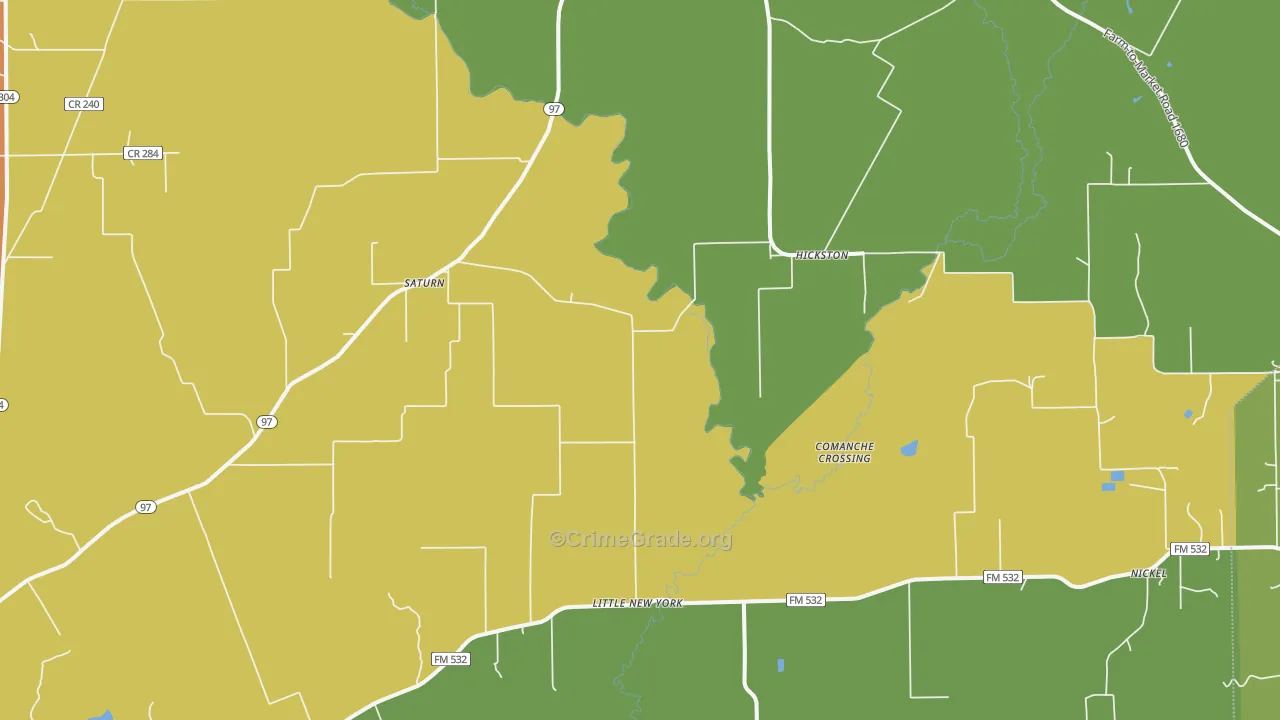Hickston, TX Map of Robbery Rates