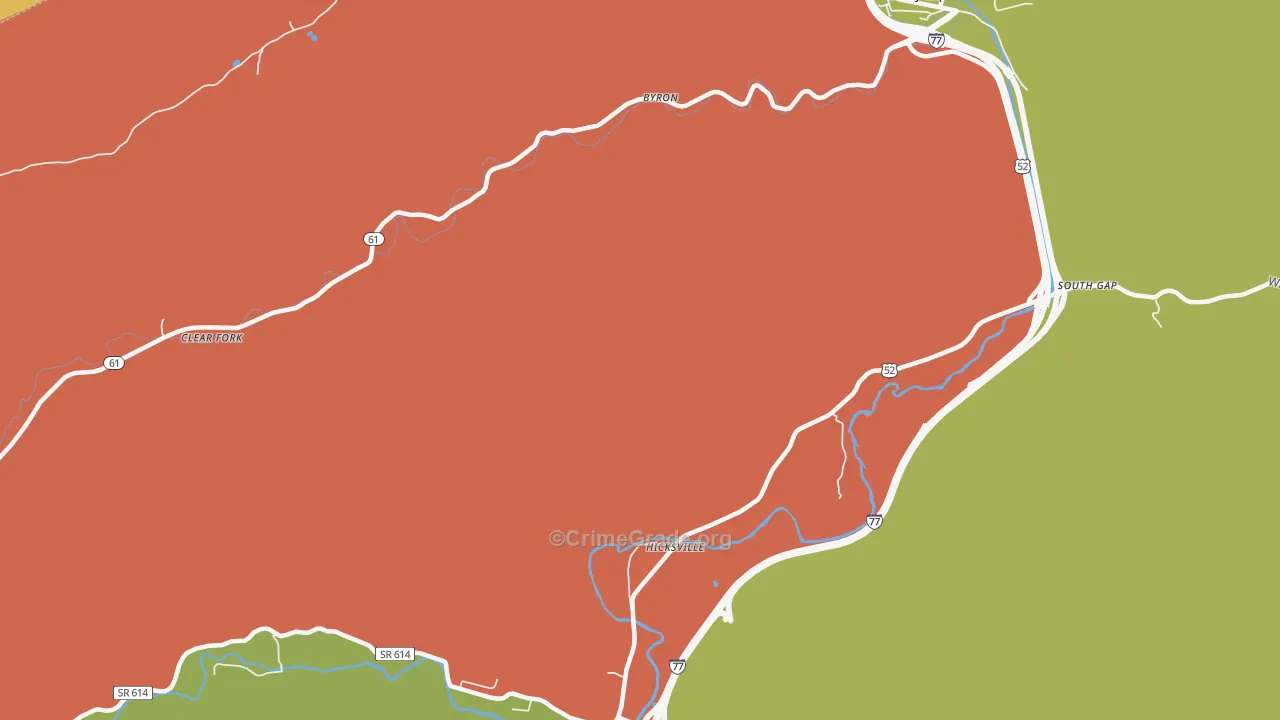 Hicksville, VA Map of Robbery Rates