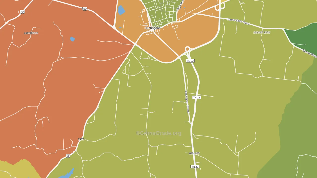 Hico, TN Map of Robbery Rates