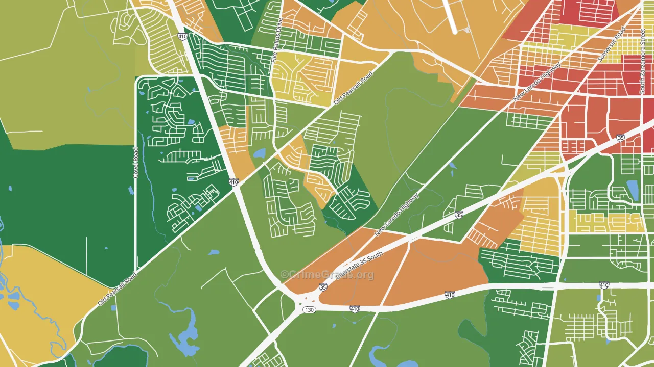 Hidden Cove-Indian Creek, San Antonio, TX Map of Robbery Rates