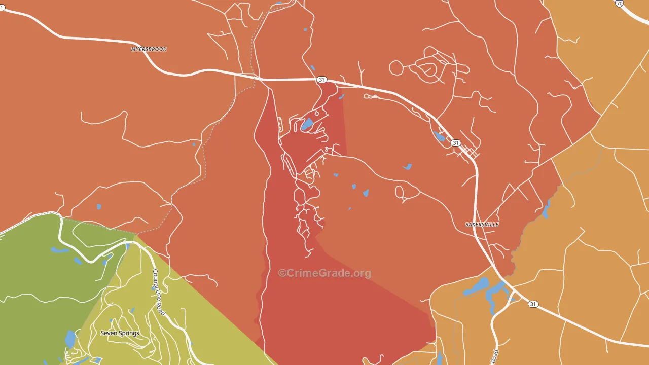 Hidden Valley, PA Map of Robbery Rates