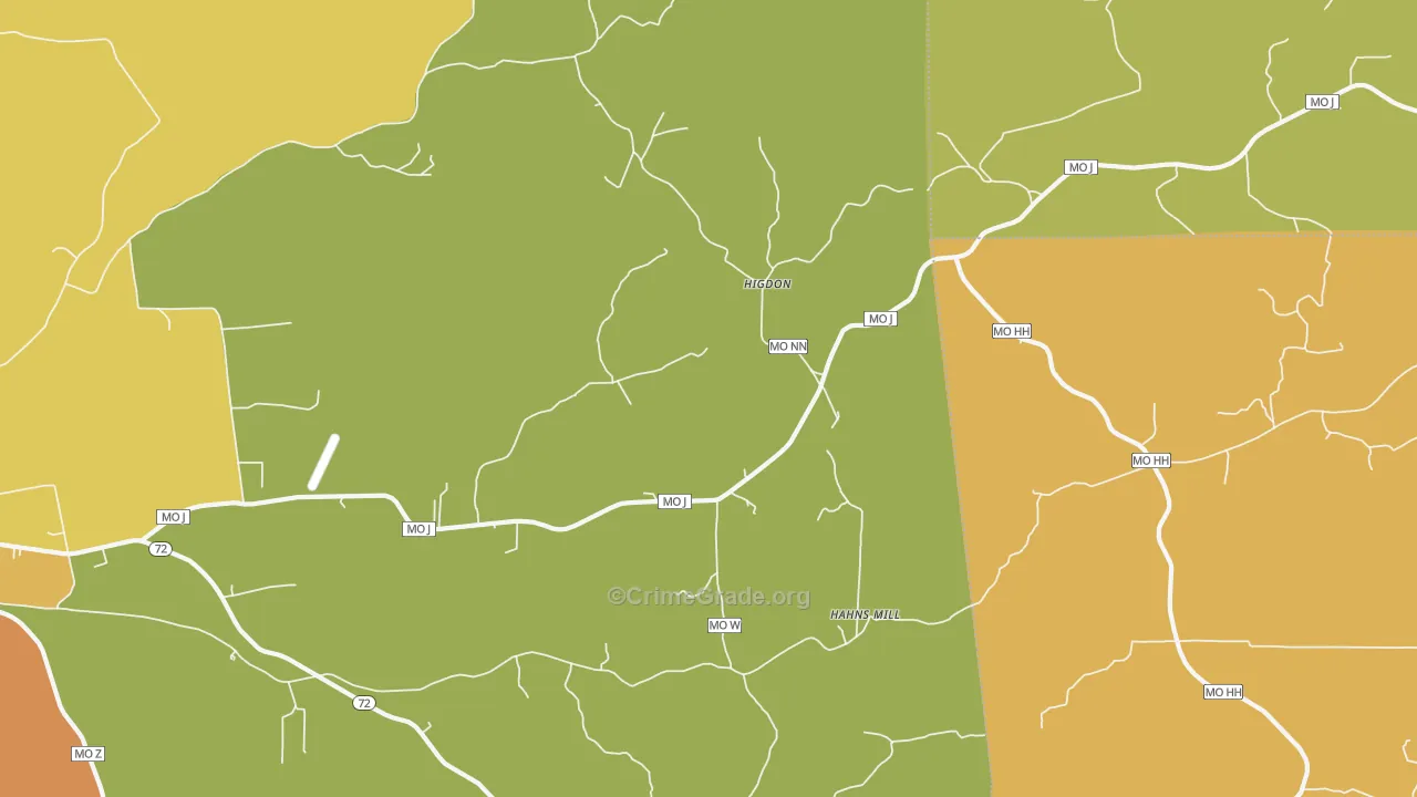 Higdon, MO Map of Robbery Rates