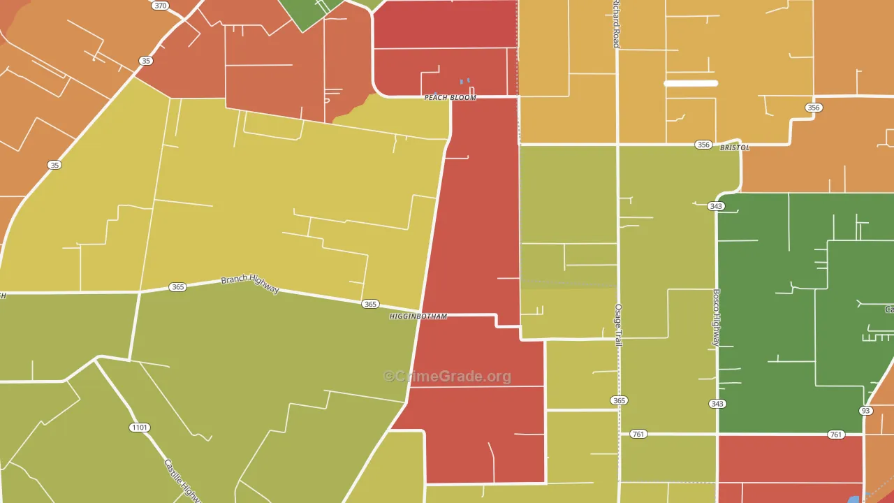 Higginbotham, LA Map of Robbery Rates