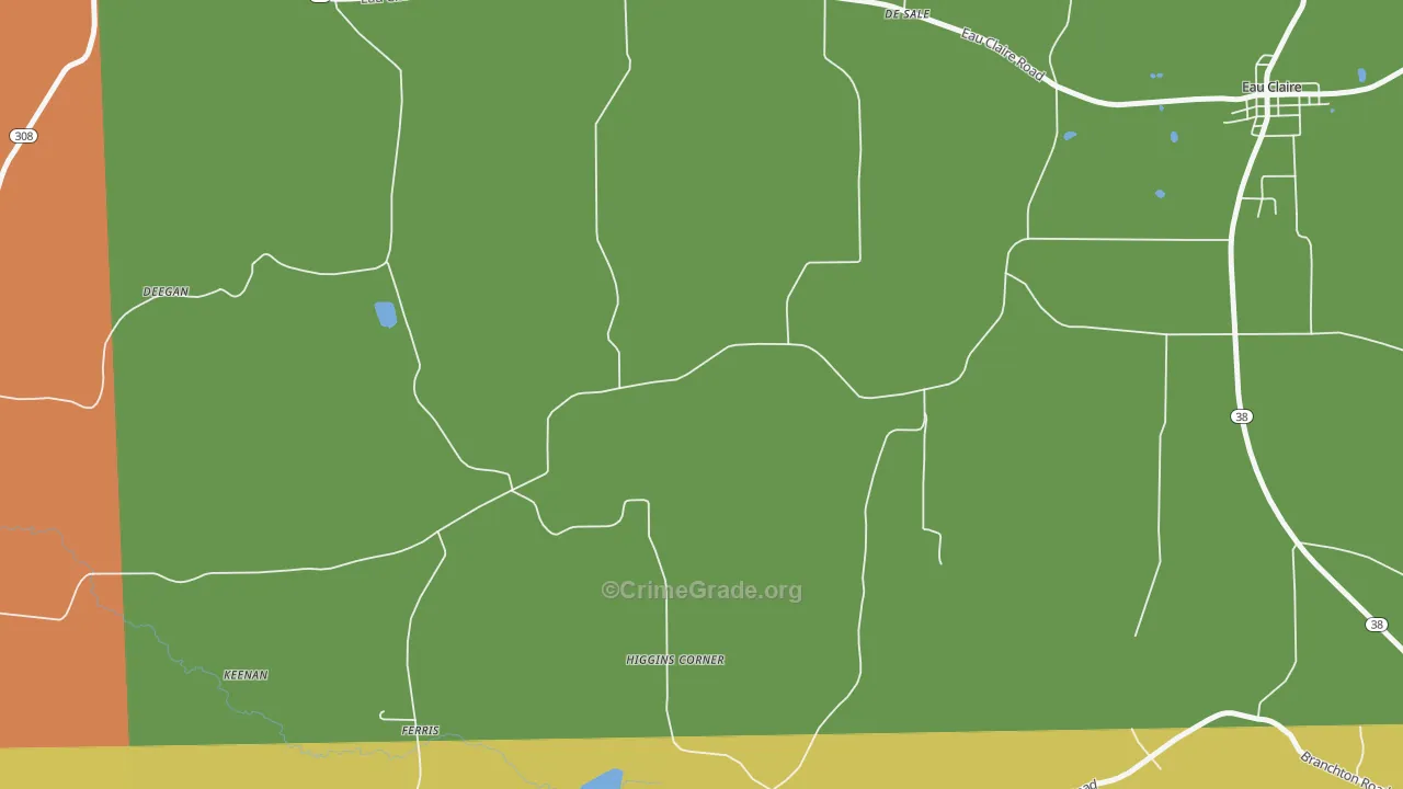 Higgins Corners, PA Map of Robbery Rates