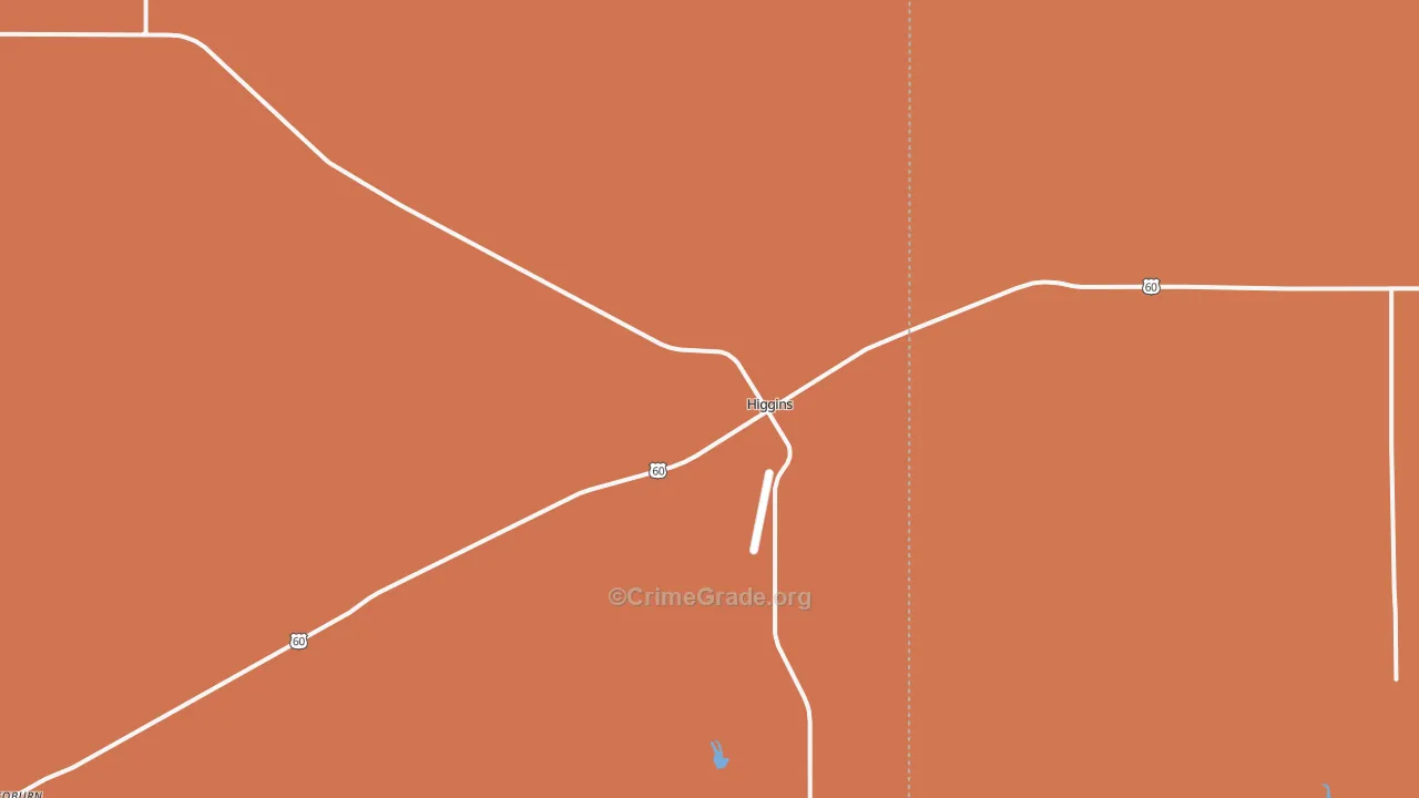 Higgins, TX Map of Robbery Rates