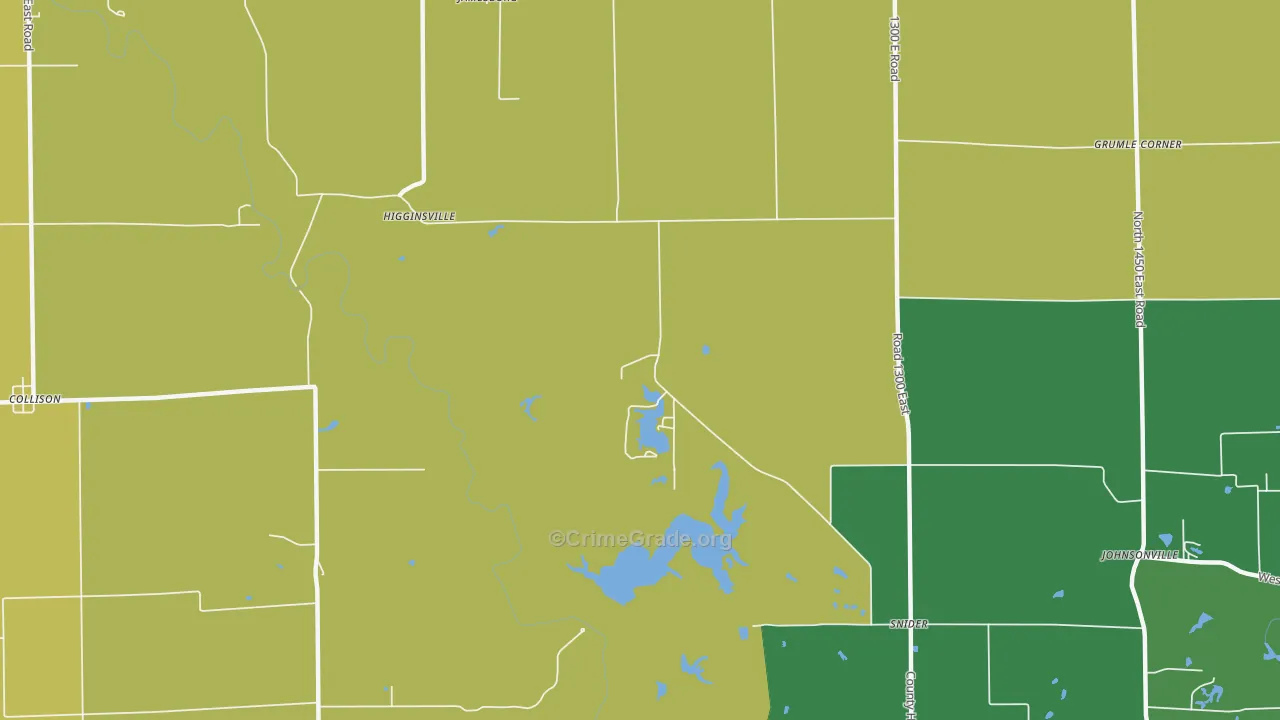 Higginsville, IL Map of Robbery Rates