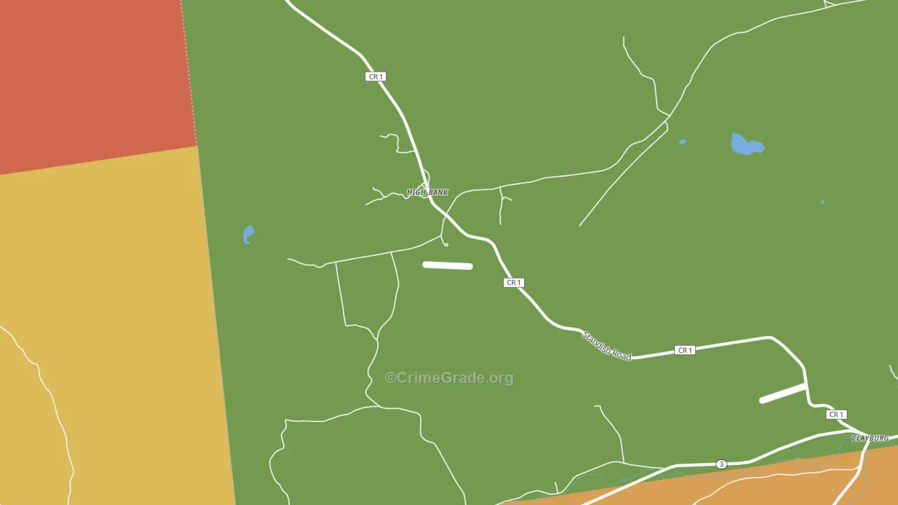High Bank, NY Map of Robbery Rates